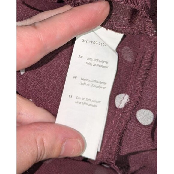 Mandee Blouse M Women's Purple Polka Dot Vneck Tie Front Sheer Ruffles Girly - Picture 6 of 6